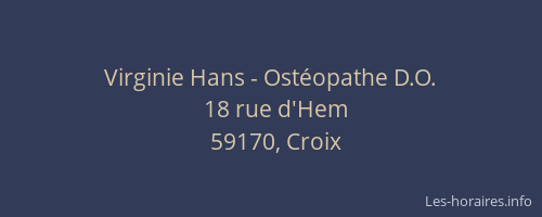 Virginie Hans - Ostéopathe D.O.