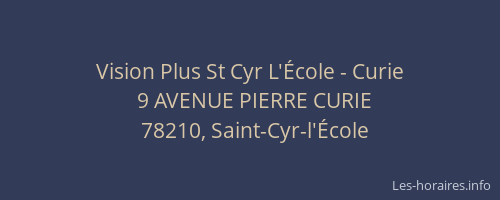 Vision Plus St Cyr L'École - Curie