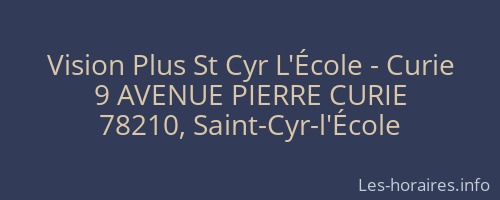 Vision Plus St Cyr L'École - Curie