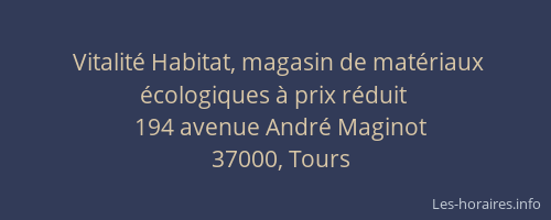 Vitalité Habitat, magasin de matériaux écologiques à prix réduit