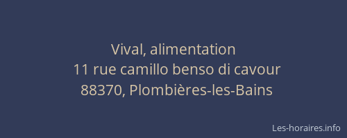 Vival, alimentation