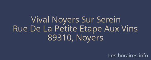Vival Noyers Sur Serein