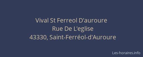 Vival St Ferreol D'auroure