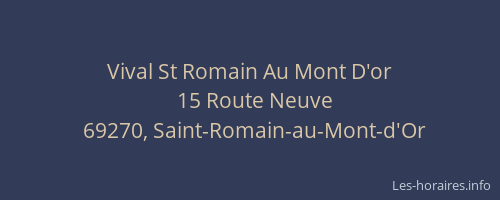 Vival St Romain Au Mont D'or