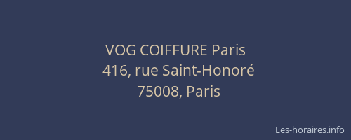 VOG COIFFURE Paris