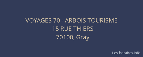 VOYAGES 70 - ARBOIS TOURISME