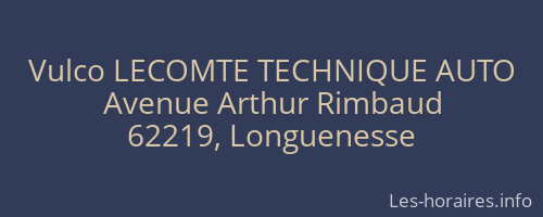 Vulco LECOMTE TECHNIQUE AUTO