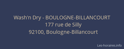 Wash'n Dry - BOULOGNE-BILLANCOURT