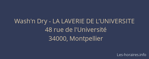 Wash'n Dry - LA LAVERIE DE L’UNIVERSITE