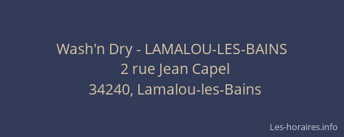 Wash'n Dry - LAMALOU-LES-BAINS