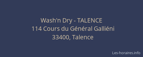 Wash'n Dry - TALENCE