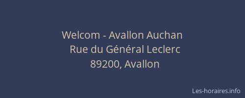 Welcom - Avallon Auchan