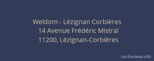 Weldom - Lézignan Corbières