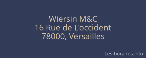Wiersin M&C