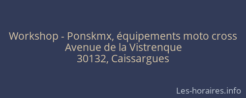 Workshop - Ponskmx, équipements moto cross