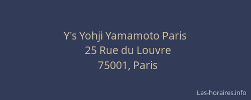 Y's Yohji Yamamoto Paris