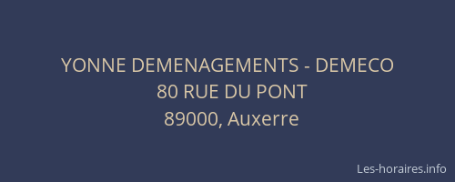 YONNE DEMENAGEMENTS - DEMECO