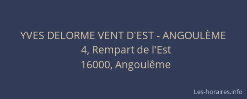 YVES DELORME VENT D'EST - ANGOULÈME