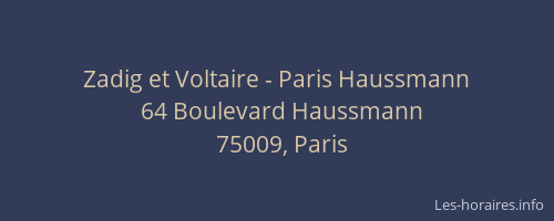 Zadig et Voltaire - Paris Haussmann