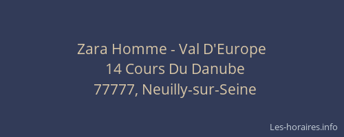 Zara Homme - Val D'Europe