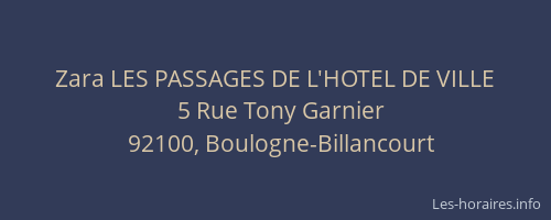 Zara LES PASSAGES DE L'HOTEL DE VILLE
