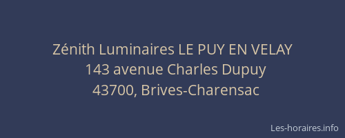 Z&eacute;nith Luminaires LE PUY EN VELAY