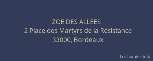ZOE DES ALLEES
