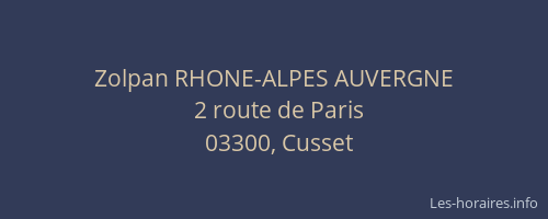 Zolpan RHONE-ALPES AUVERGNE