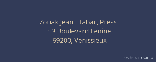 Zouak Jean - Tabac, Press